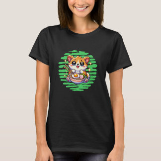 Kawaii Corgi eating bowl of Ramen T-Shirt