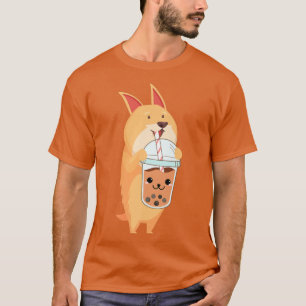 Kawaii Corgi Love Bubble Tea Tshirt Cute Corgi Dog