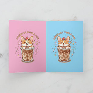 Kawaii Corgi Powered by Coffee and Dogs Card