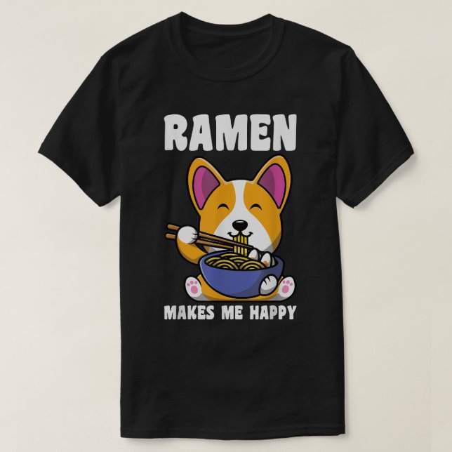 Kawaii Corgi Ramen Cute Puppy Japanese Manga Anime T-Shirt (Design Front)