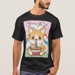 Kawaii Corgi Ramen Noodles Japanese Aesthetic Prem T-Shirt