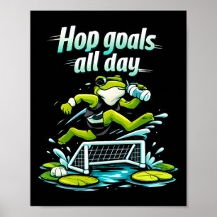 Kawaii Cottagecore Frog Soccer Jump Hop Goals Art Poster