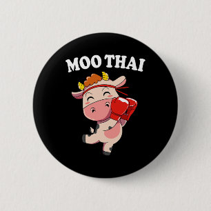 Kawaii Cow Moo Thai Kickboxing Muay Thai 6 Cm Round Badge
