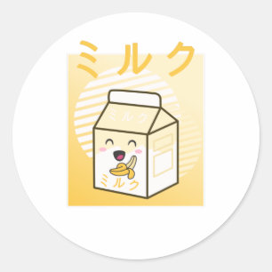 Kawaii Cow Retro Japanese Bananas Milk Classic Round Sticker