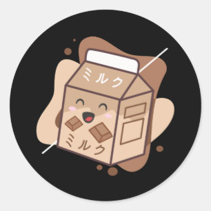 Kawaii Cow Retro Japanese Chocolate Milk Cows Classic Round Sticker