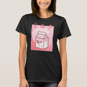 Kawaii Cow Retro Japanese Strawberry Milkshake T-Shirt