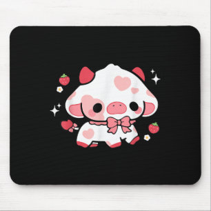 Kawaii Cow Strawberry Cute Aesthetic Anime Girls T Mouse Mat
