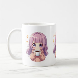 Kawaii Cozy Coffee Girl – Pastel Aesthetic sticker Mug
