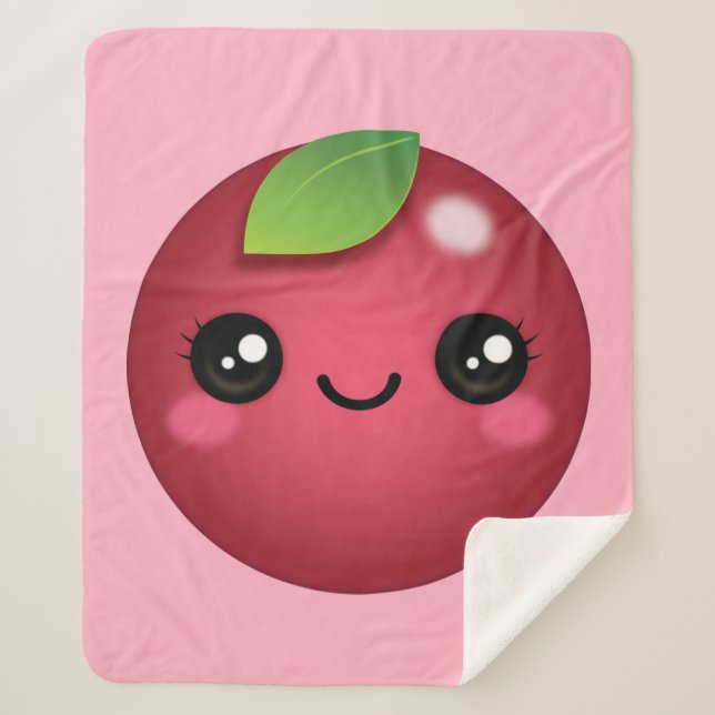 Kawaii Cranberry Sherpa Blanket (Front)