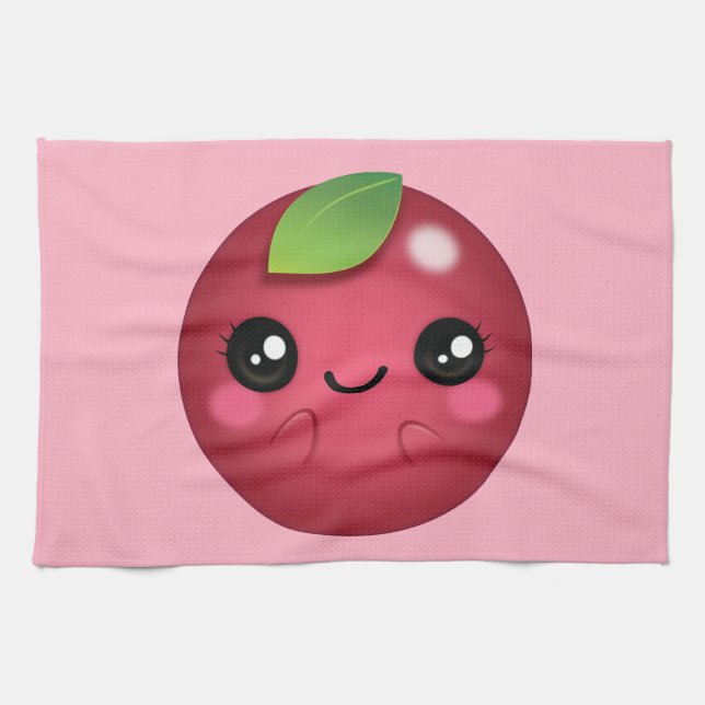 Kawaii Cranberry Tea Towel (Horizontal)