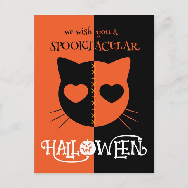 Kawaii Creepy Cute Cat Spooktacular Halloween Postcard (Front)