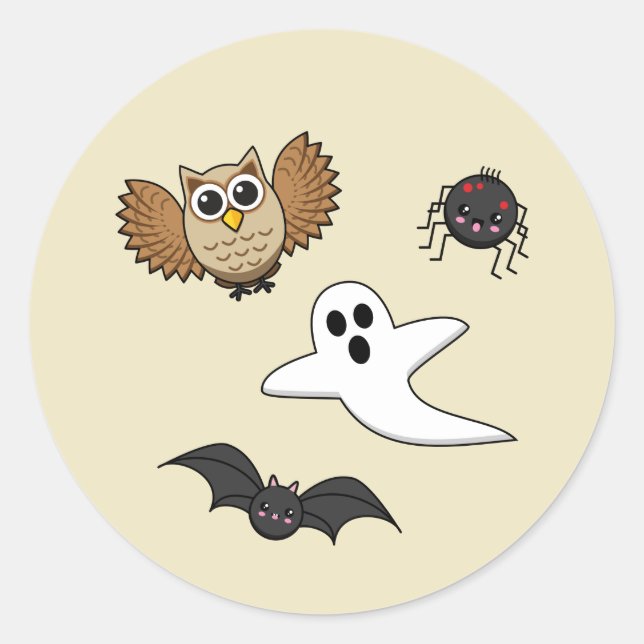 Kawaii Creepy Night Creatures Set Classic Round Sticker (Front)