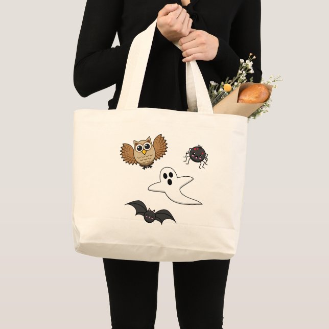 Kawaii Creepy Night Creatures Set Large Tote Bag (Front (Product))