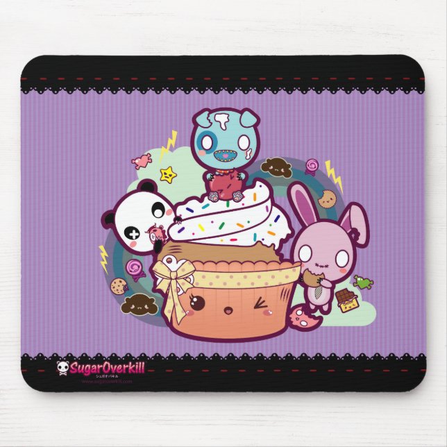 Kawaii Cupcake Attacked! Mouse Mat (Front)