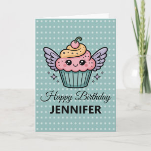 Kawaii Cupcake Birthday Greeting Card