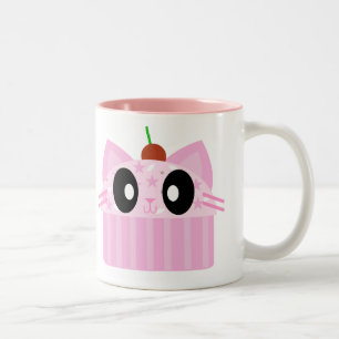 kawaii cupcake cat Two-Tone coffee mug