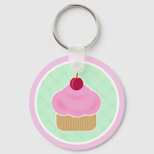 Kawaii Cupcake Cherry Keychain