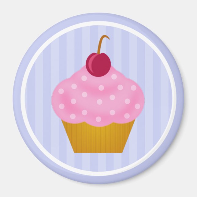 Kawaii Cupcake Cherry Magnet (Front)
