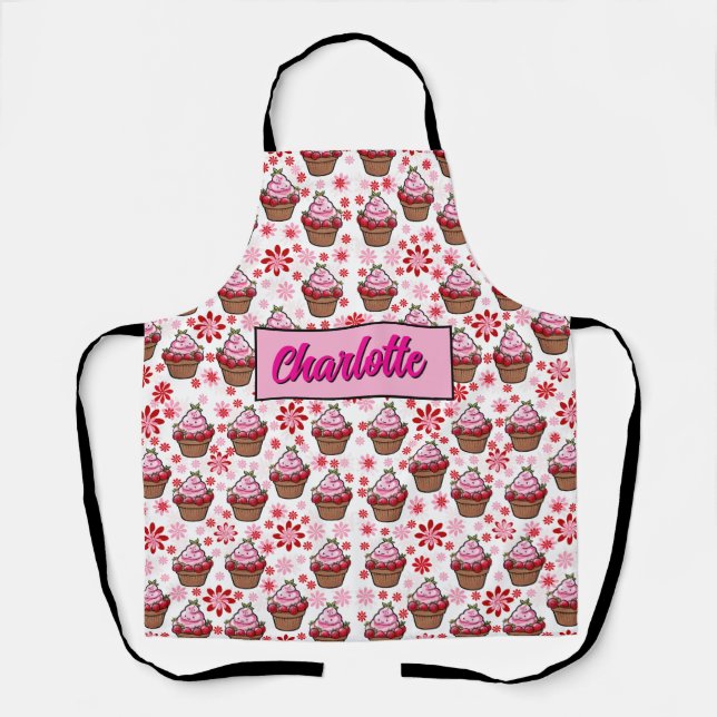Kawaii Cupcake Design – Cute Dessert Illustration  Apron (Front)