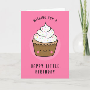Kawaii Cupcake Happy Little Birthday (pink) Card