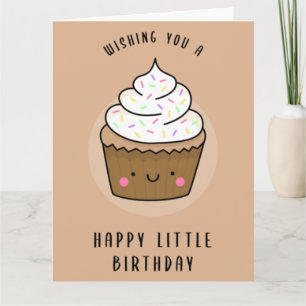 Kawaii Cupcake Happy Little Birthday (tan) Card