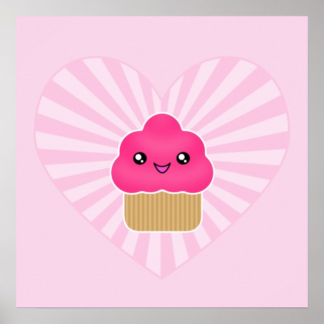 Kawaii Cupcake Heart Poster (Front)