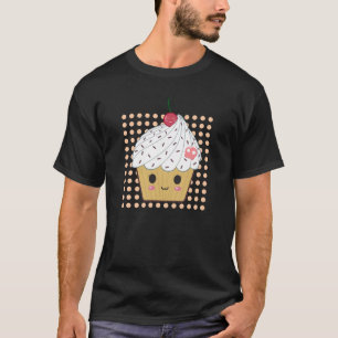Kawaii Cupcake in Polka Dots T-Shirt