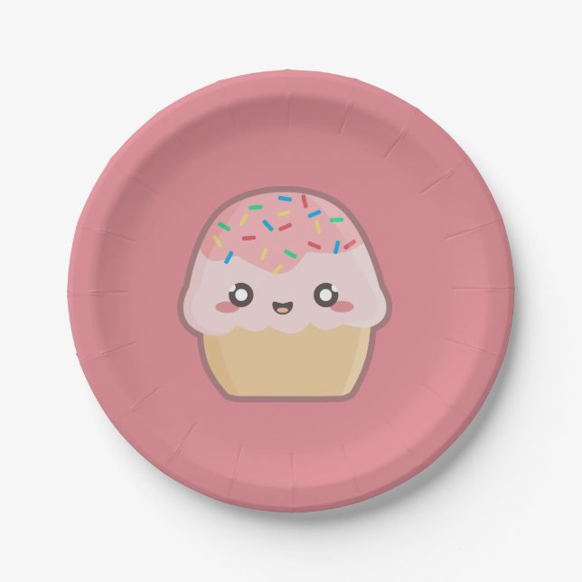 Kawaii cupcake paper plate (Front)