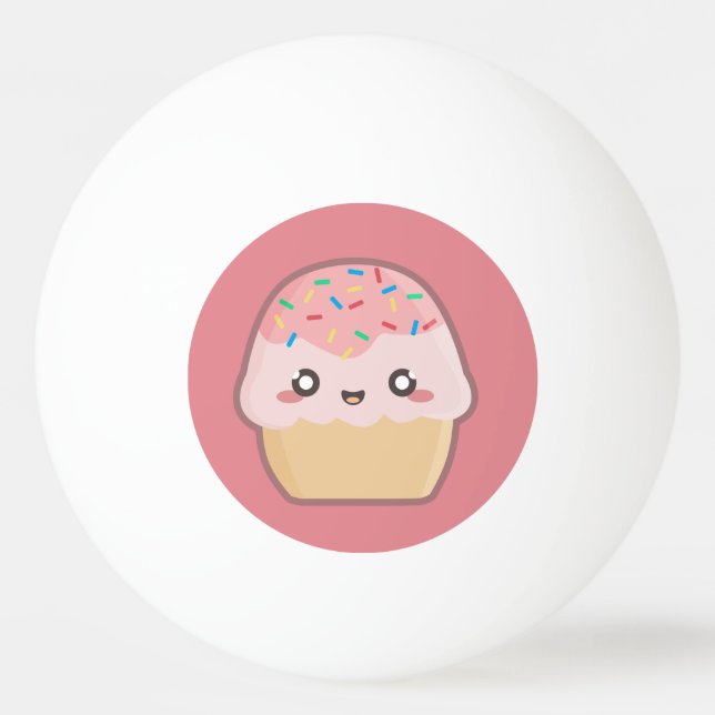 Kawaii cupcake ping pong ball (Front)