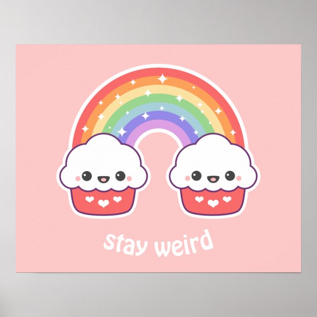 Kawaii Cupcake Rainbow Poster (Front)