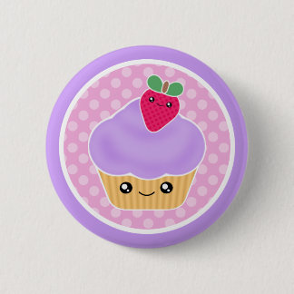 Kawaii Cupcake Strawberry 6 Cm Round Badge