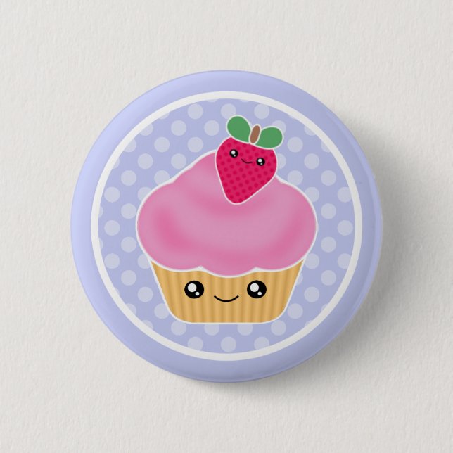 Kawaii Cupcake Strawberry 6 Cm Round Badge (Front)