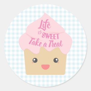 Kawaii Cupcake Take a Treat Classic Round Sticker