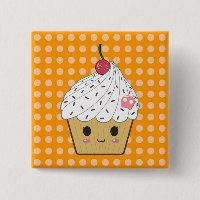 Kawaii Cupcake with Pink Sugar Skull and Cherry