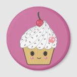 Kawaii Cupcake with Pink Sugar Skull and Cherry Magnet<br><div class="desc">A cute cupcake with a little cherry on top. Customise the item by changing the background colour,  rearranging the elements or adding your own images and texts!</div>