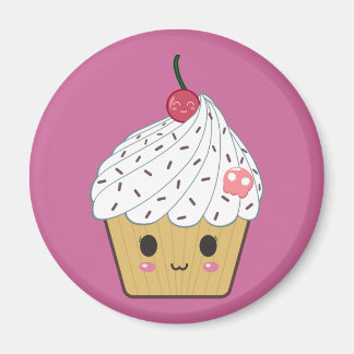 Kawaii Cupcake with Pink Sugar Skull and Cherry Magnet