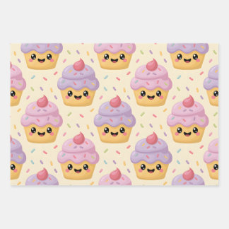 Kawaii Cupcake Wrapping Paper Sheet