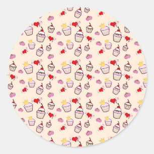 Kawaii Cupcakes Pattern accessories Classic Round Sticker