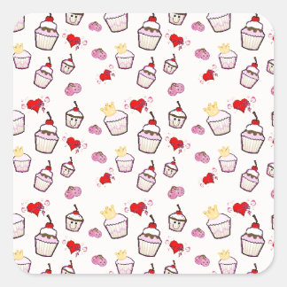 Kawaii Cupcakes Pattern accessories Square Sticker