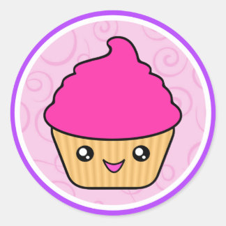 Kawaii Cuppy Cake Pink Cupcake Classic Round Sticker