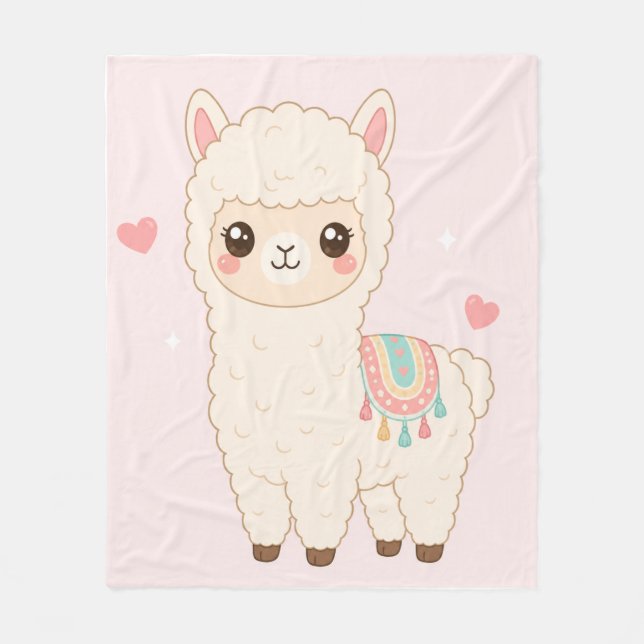 Kawaii  Cute Alpaca Blanket (Front)