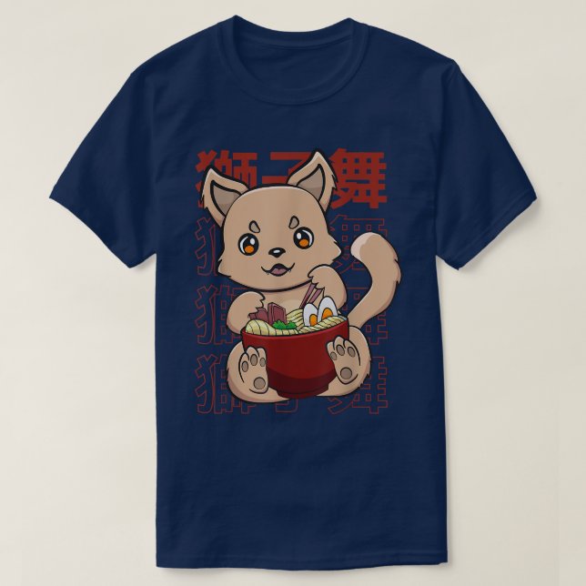 Kawaii Cute Anime Dingo Otaku Japanese Ramen Noodl T-Shirt (Design Front)