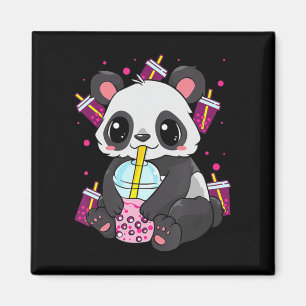 Kawaii Cute Anime Panda Boba Bubble Tea Otaku Men  Magnet