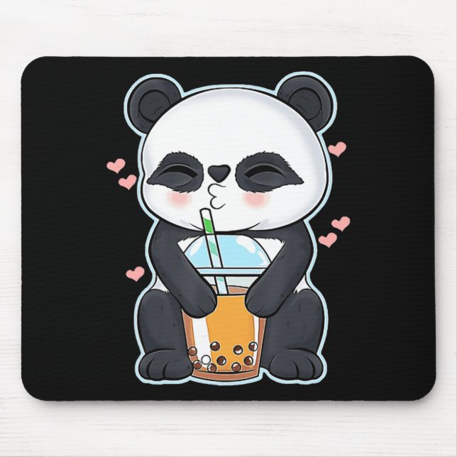 Kawaii Cute Anime Panda Boba Bubble Tea Otaku Men  Mouse Mat (Front)