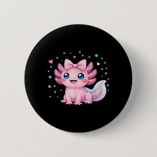 Kawaii Cute Axolotl Coquette Bow Women Girls Kids 6 Cm Round Badge