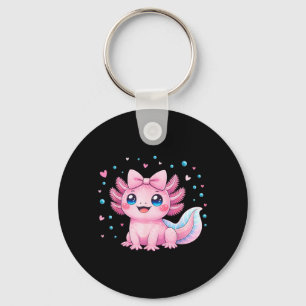 Kawaii Cute Axolotl Coquette Bow Women Girls Kids Key Ring
