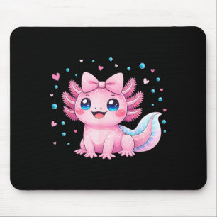 Kawaii Cute Axolotl Coquette Bow Women Girls Kids Mouse Mat