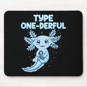 Kawaii Cute Axolotl Type Onederful T1d Diabetes Aw Mouse Mat