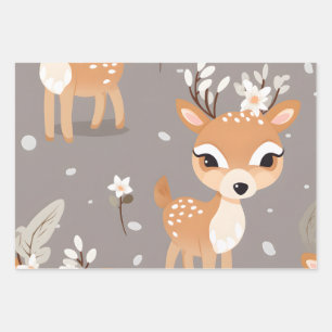 Kawaii Cute Baby Deer Wrapping Paper Sheet