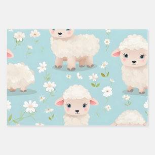 Kawaii Cute Baby Sheep Wrapping Paper Sheet